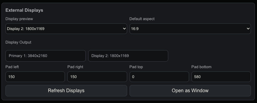 External display output controls